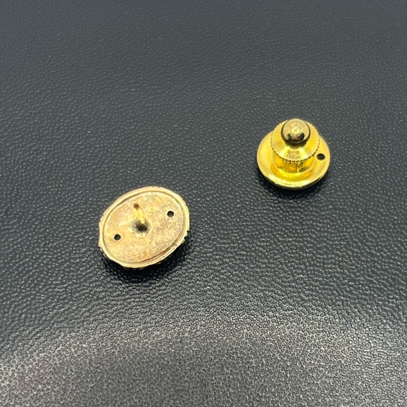 10k yellow gold green jadeite cabochon stone tie tack pin vintage - Picture 4 of 14